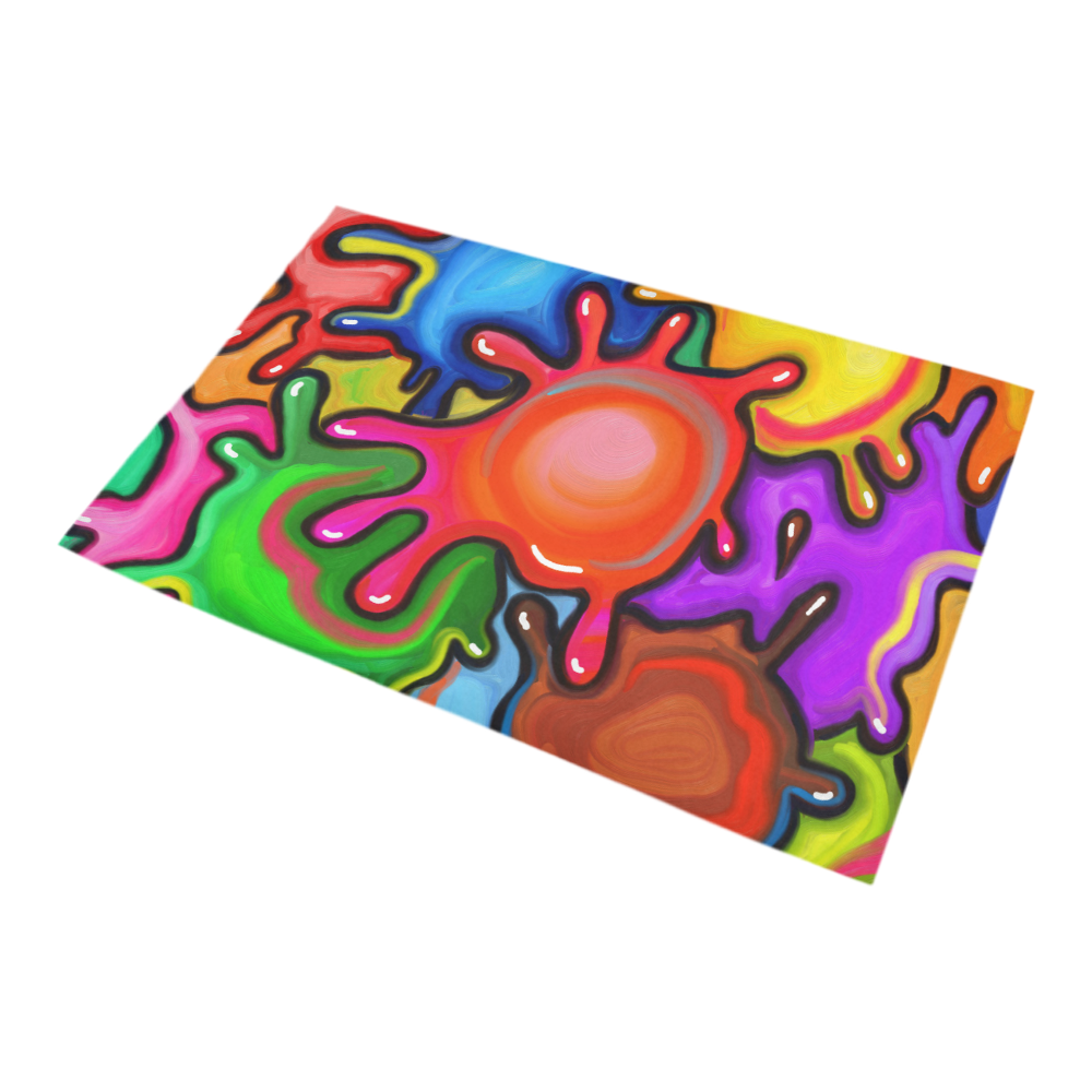 Vibrant Abstract Paint Splats Bath Rug 20''x 32''