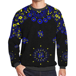 blue yellow bandana version 2 Men's Oversized Fleece Crew Sweatshirt/Large Size(Model H18)