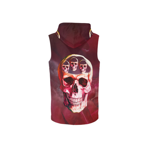 Funny Skull All Over Print Sleeveless Zip Up Hoodie for Women (Model H16)
