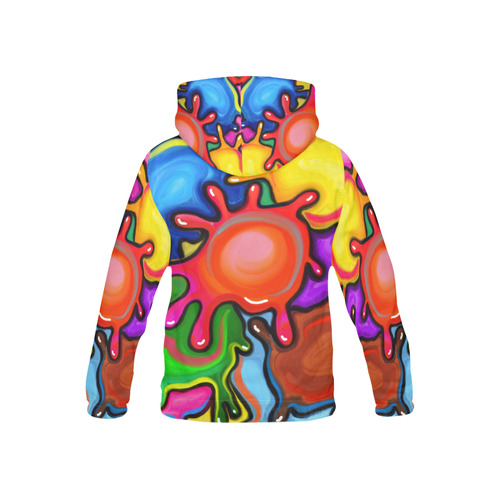 Vibrant Abstract Paint Splats All Over Print Hoodie for Kid (USA Size) (Model H13)