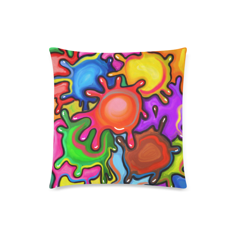 Vibrant Abstract Paint Splats Custom Zippered Pillow Case 18"x18" (one side)