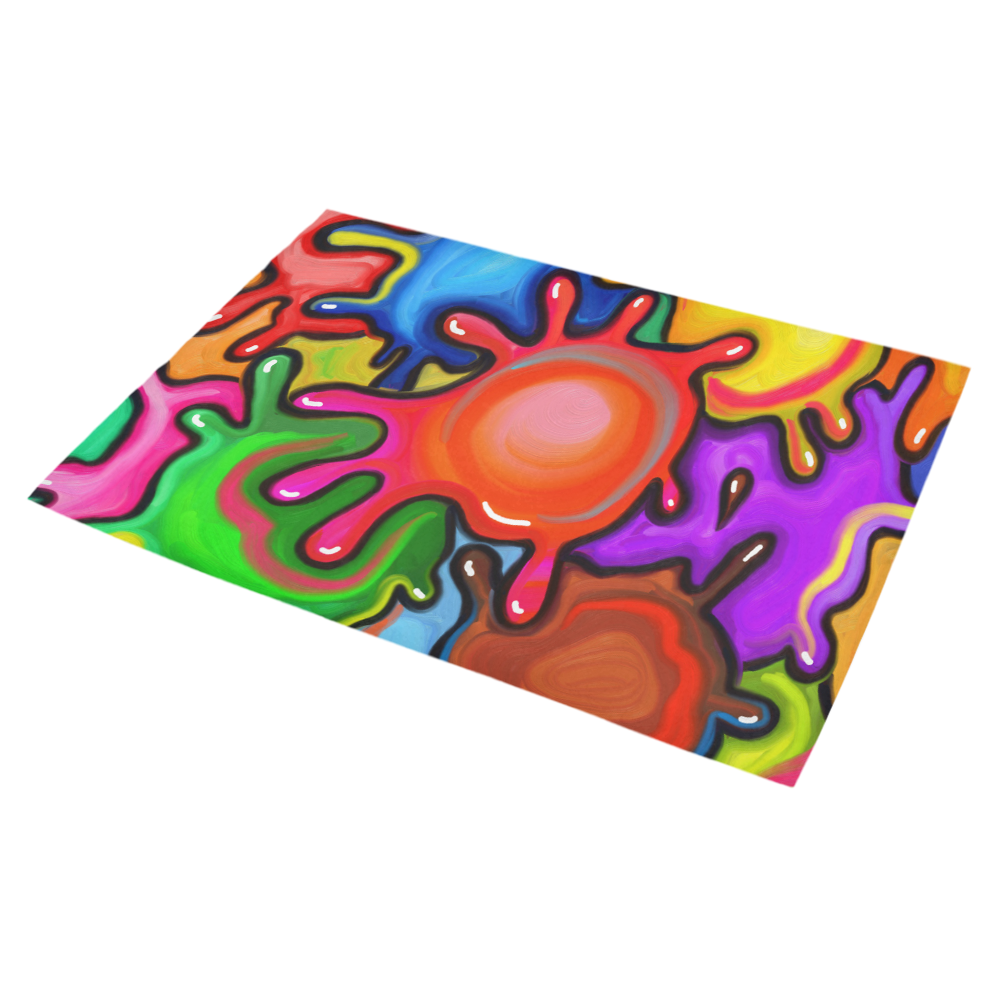Vibrant Abstract Paint Splats Azalea Doormat 30" x 18" (Sponge Material)