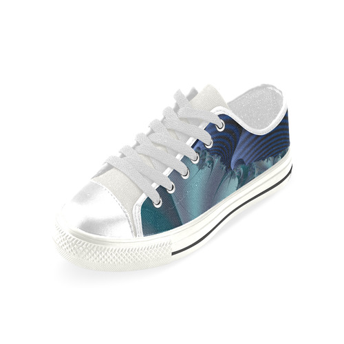TWIGISLE Fractals of blue landscape Low Top Canvas Shoes for Kid (Model 018)