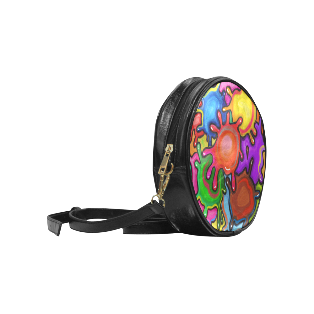 Vibrant Abstract Paint Splats Round Sling Bag (Model 1647)
