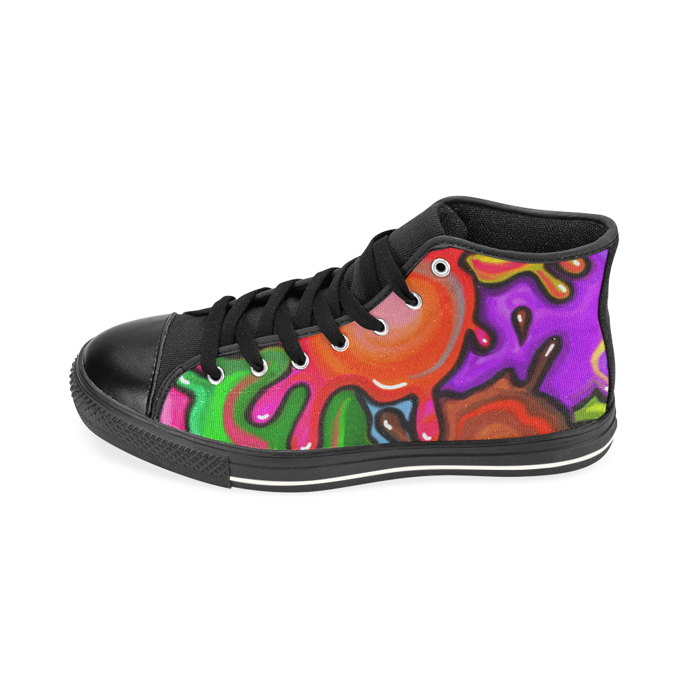 Vibrant Abstract Paint Splats High Top Canvas Shoes for Kid (Model 017)