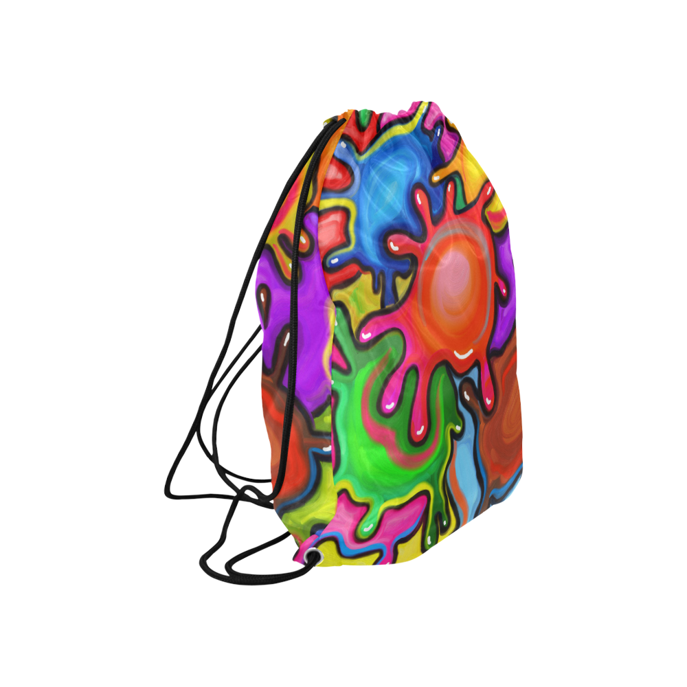 Vibrant Abstract Paint Splats Large Drawstring Bag Model 1604 (Twin Sides)  16.5"(W) * 19.3"(H)