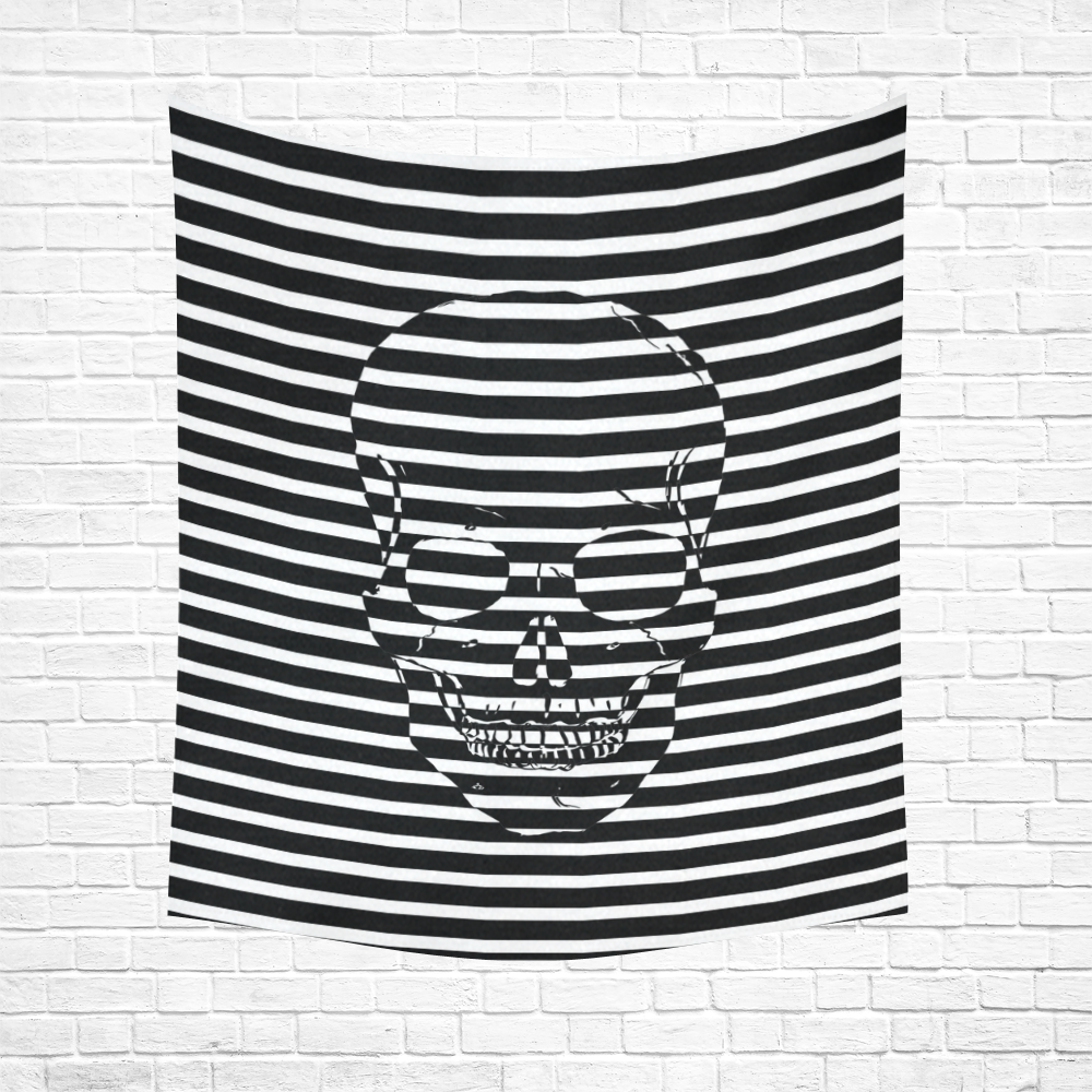 Awesome Skull Black & White Cotton Linen Wall Tapestry 51"x 60"