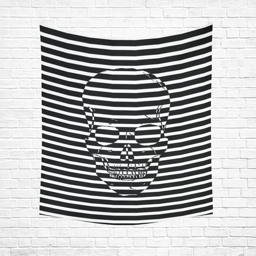 Awesome Skull Black & White Cotton Linen Wall Tapestry 51"x 60"