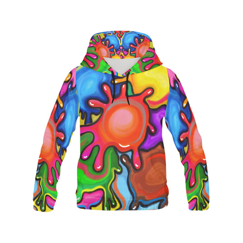 Vibrant Abstract Paint Splats All Over Print Hoodie for Men/Large Size (USA Size) (Model H13)