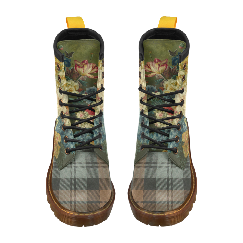 Old Masters (weathered muted munro tartan) High Grade PU Leather Martin Boots For Women Model 402H
