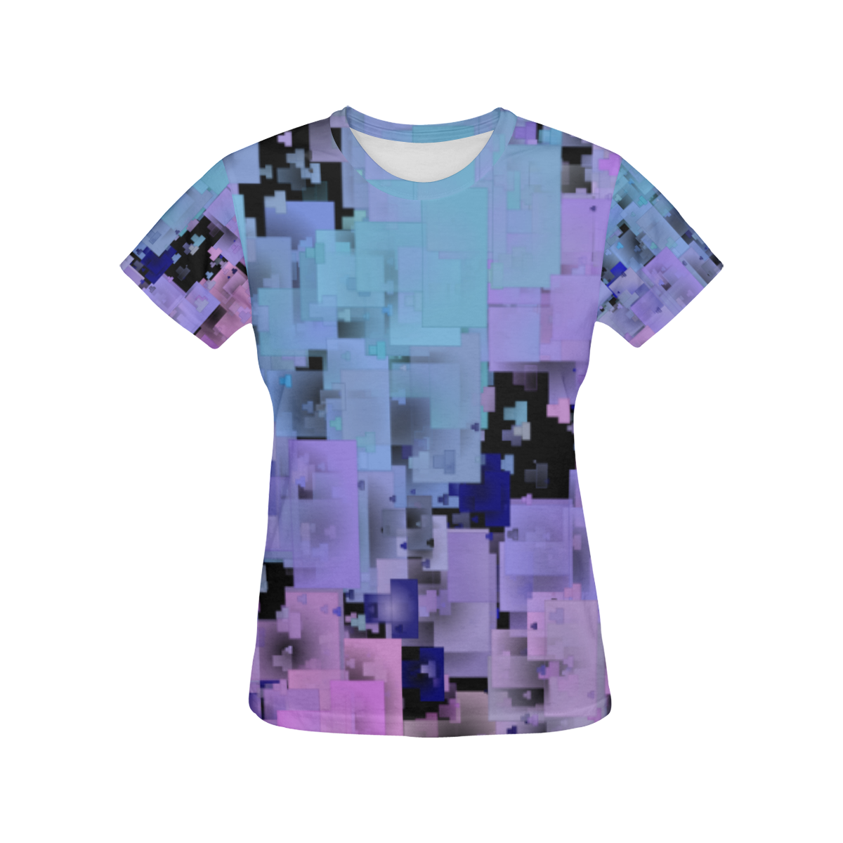 Blue Purple Black Geometric All Over Print T-Shirt for Women (USA Size) (Model T40)