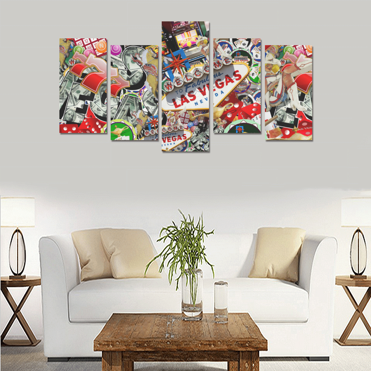 Las Vegas Icons - Gamblers Delight Canvas Print Sets E (No Frame)