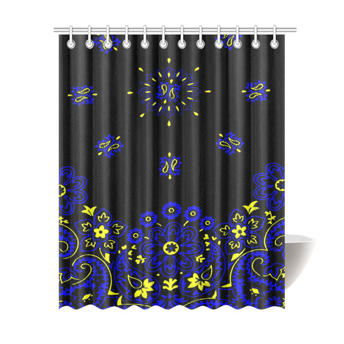 blue yellow bandana version 1 Shower Curtain 69"x84"