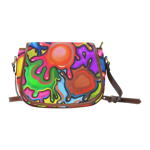 Vibrant Abstract Paint Splats Saddle Bag/Small (Model 1649) Full Customization