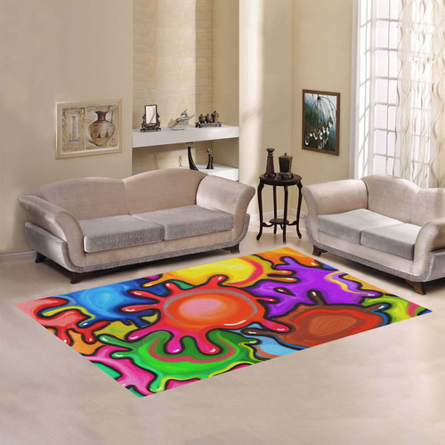 Vibrant Abstract Paint Splats Area Rug7'x5'