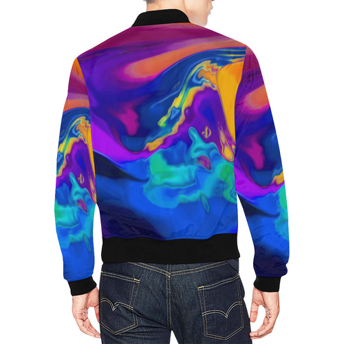 The PERFECT WAVE abstract multicolored All Over Print Bomber Jacket for Men (Model H19)