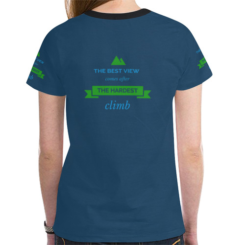 Women T-Shirt Short Sleeve S, M, L, XL Blue Hiking Rock Climbing New All Over Print T-shirt for Women (Model T45)