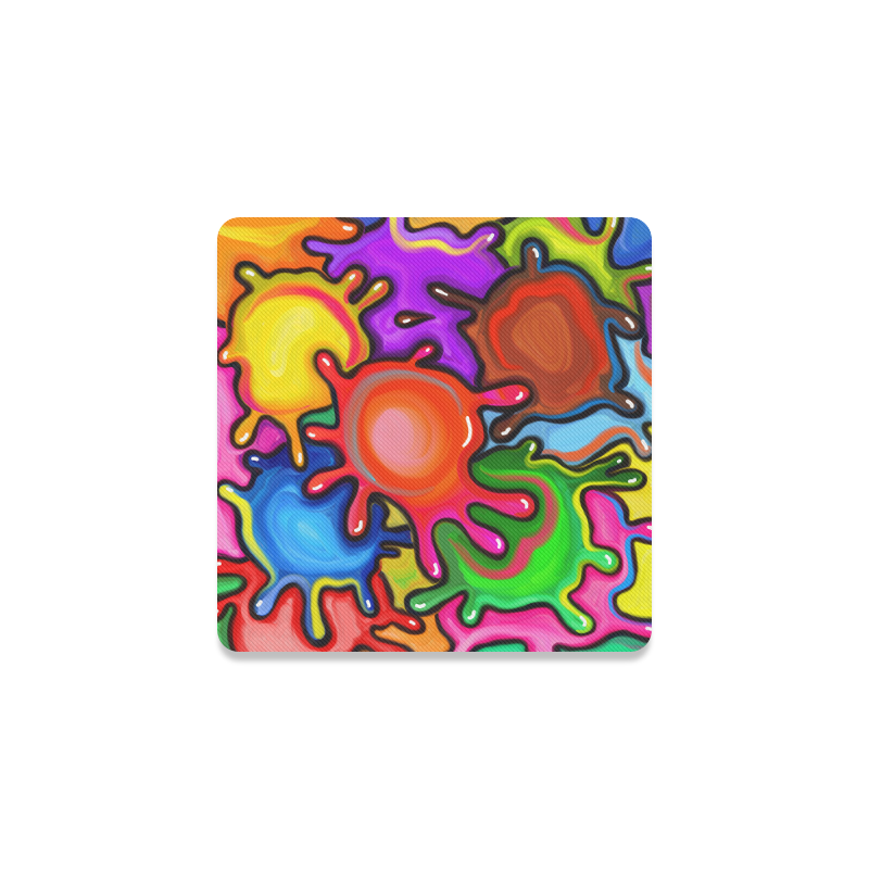 Vibrant Abstract Paint Splats Square Coaster