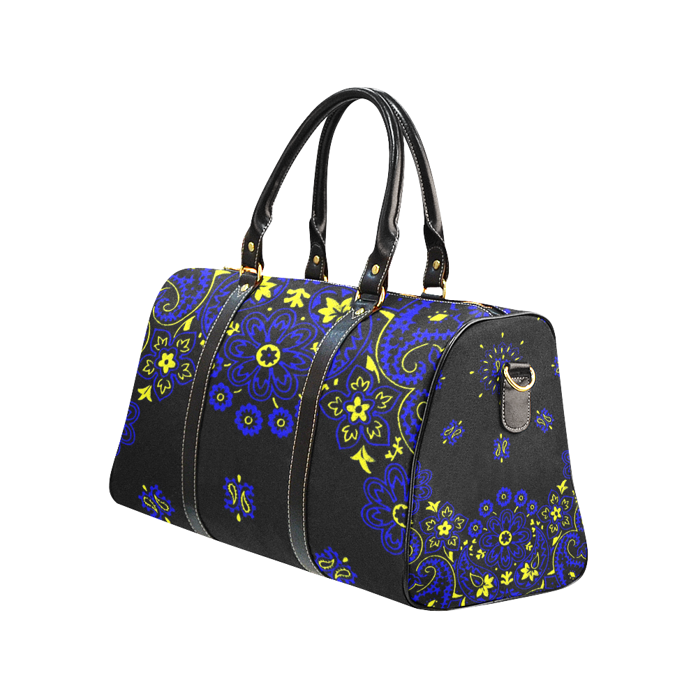 blue yellow bandana 5 New Waterproof Travel Bag/Large (Model 1639)