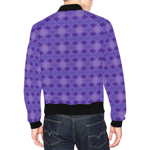 FLOWER OF LIFE stamp pattern purple violet All Over Print Bomber Jacket for Men (Model H19)