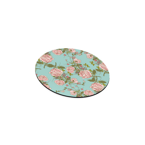 large background of teal and roses round coasters Round Coaster