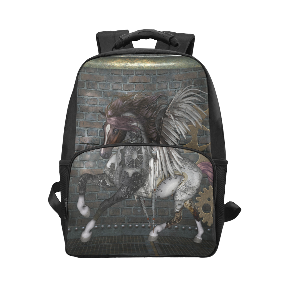 Steampunk, awesome steampunk horse with wings Unisex Laptop Backpack (Model 1663)