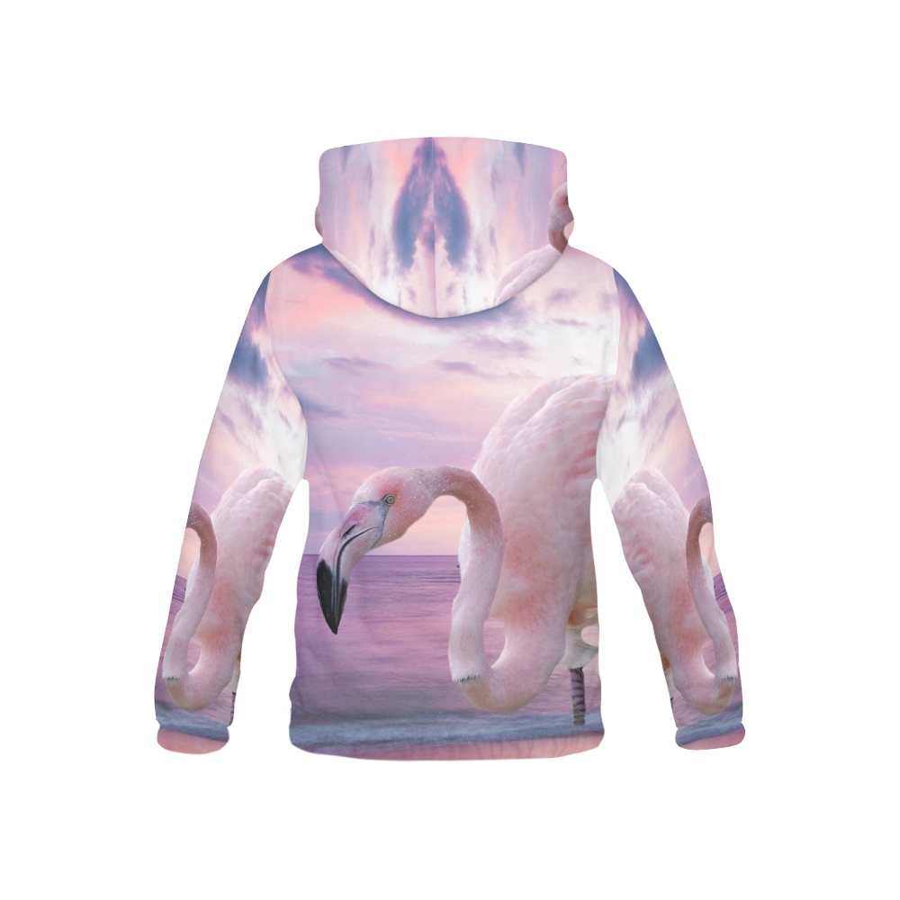 Flamingo and Pink Sky All Over Print Hoodie for Kid (USA Size) (Model H13)