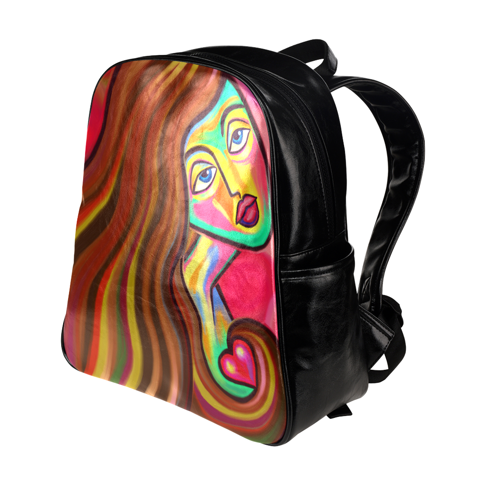 Love is Near Vibrant Portrait Multi-Pockets Backpack (Model 1636)