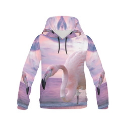 Flamingo and Pink Sky All Over Print Hoodie for Women (USA Size) (Model H13)