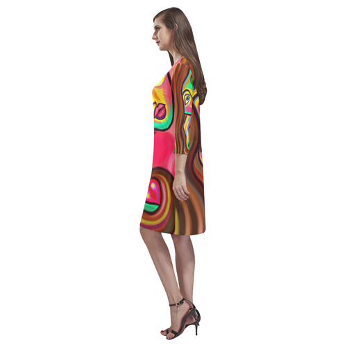 Love is Near Vibrant Portrait Rhea Loose Round Neck Dress(Model D22)