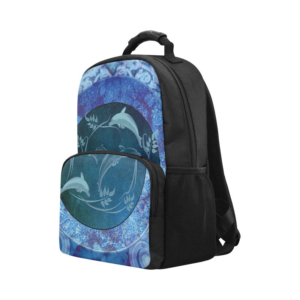 Dolphin with floral elelements Unisex Laptop Backpack (Model 1663)