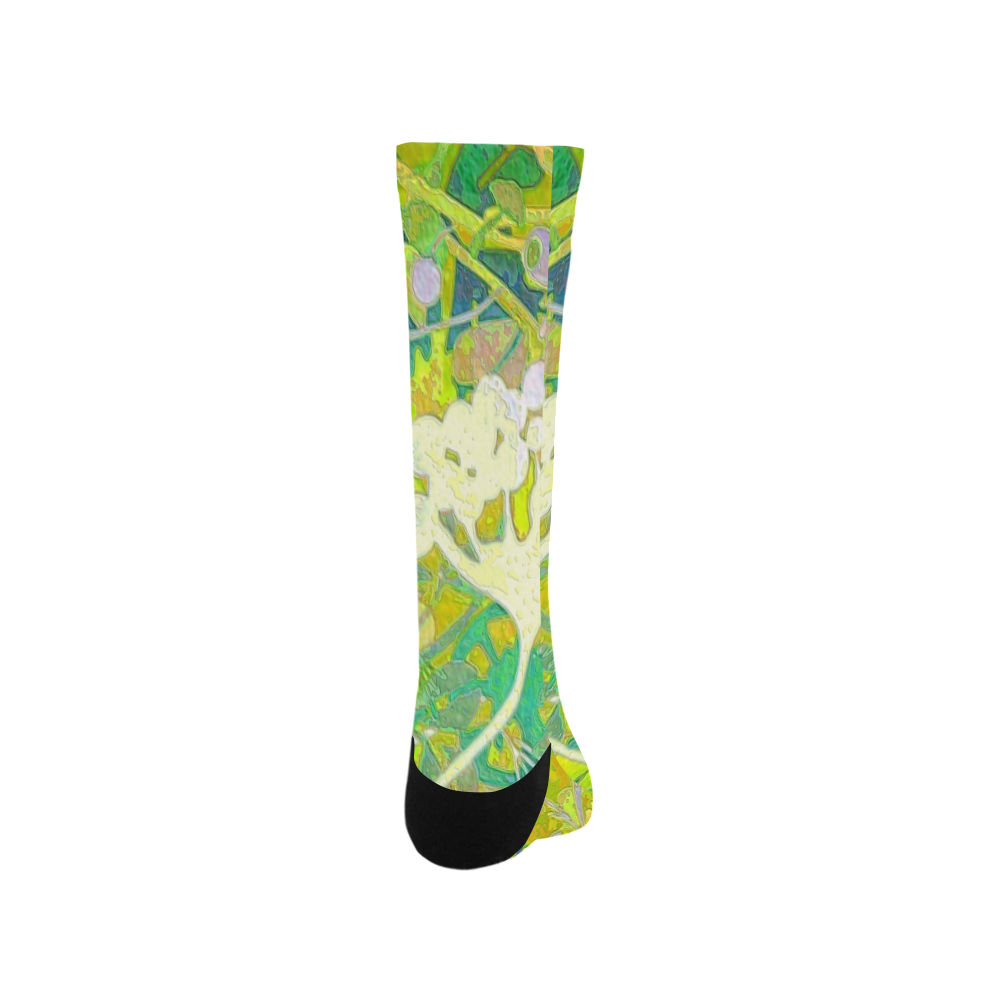 floral 1 abstract in greens and blues Trouser Socks