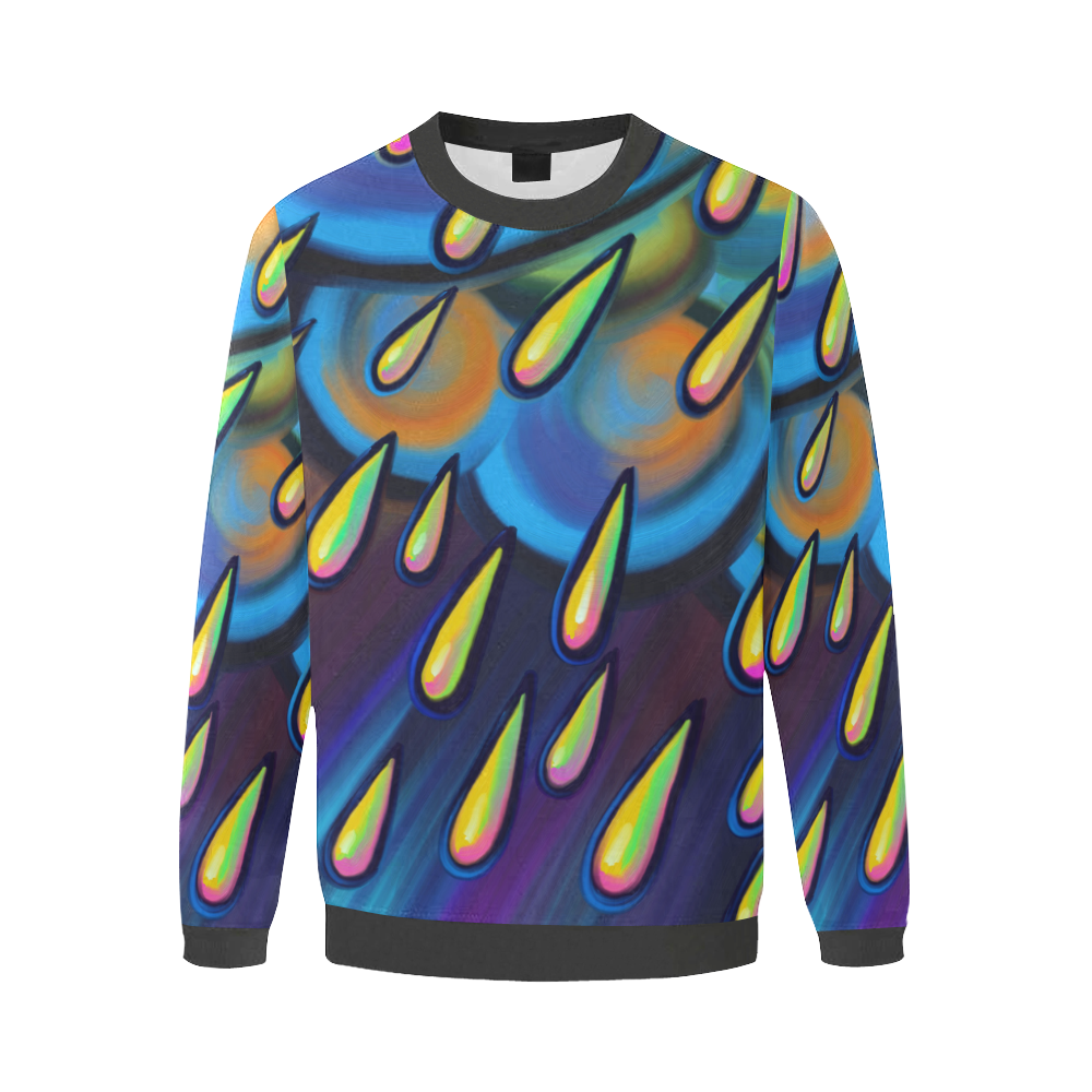 Heavy Rain Cloud Painting Men's Oversized Fleece Crew Sweatshirt/Large Size(Model H18)