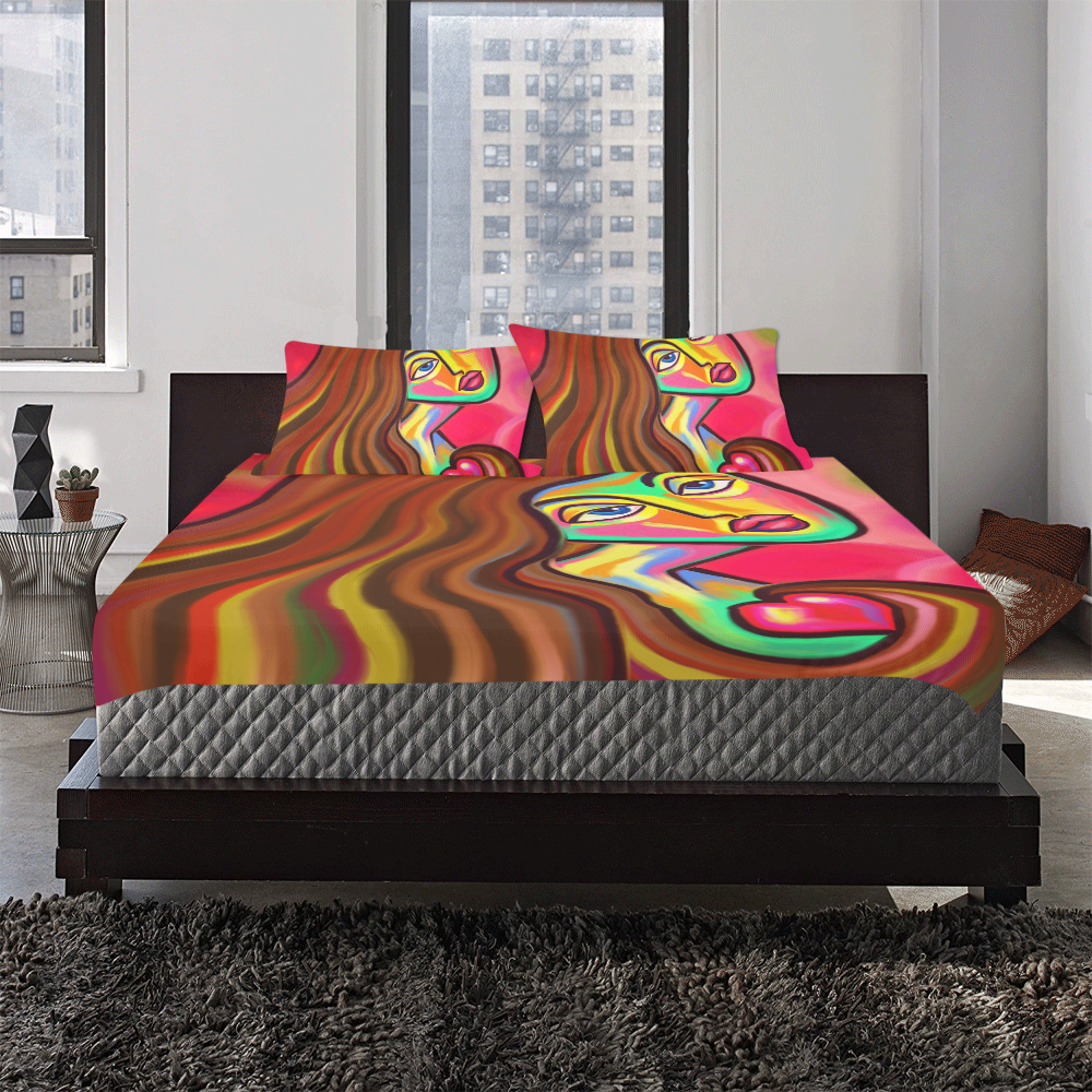 Love is Near Vibrant Portrait 3-Piece Bedding Set