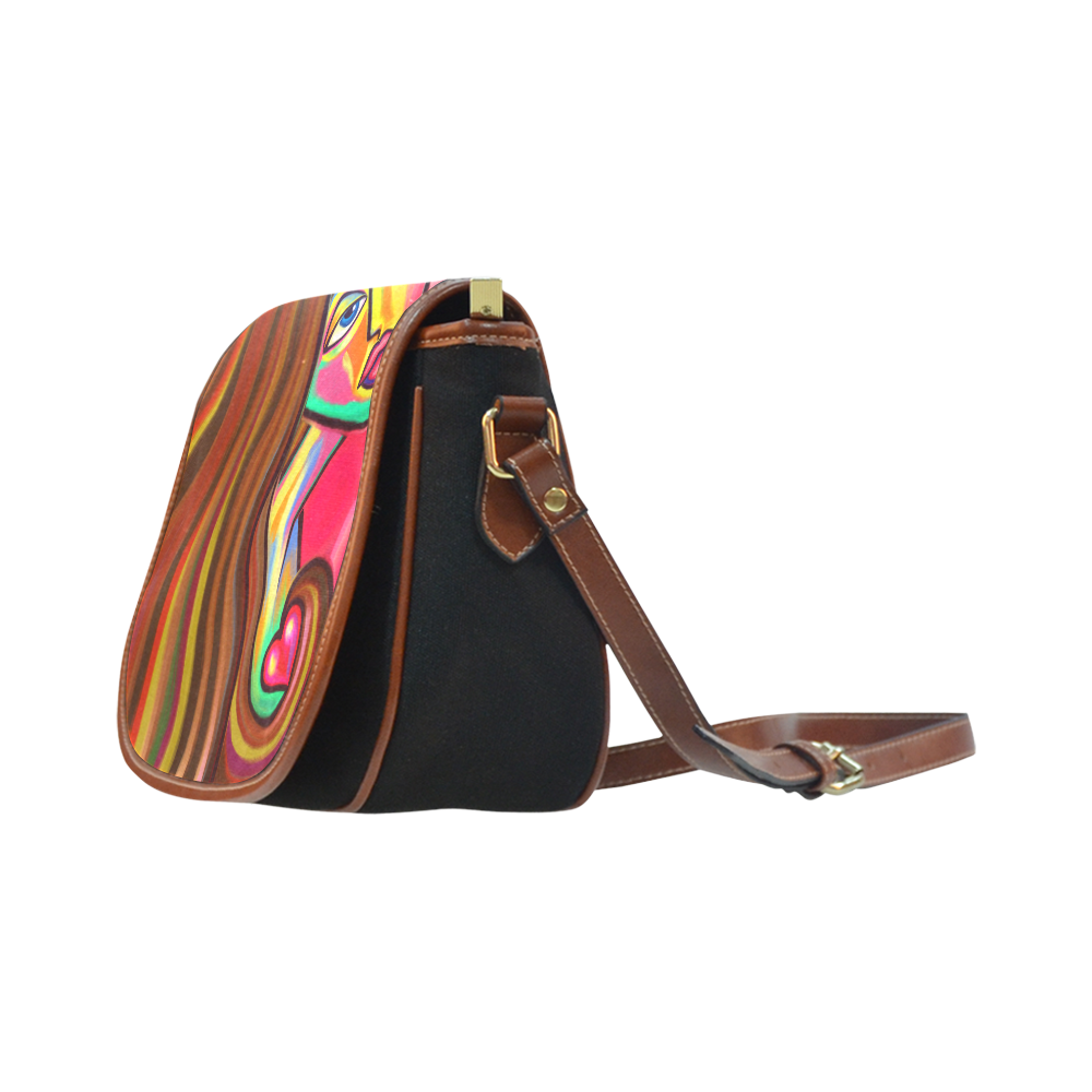 Love is Near Vibrant Portrait Saddle Bag/Small (Model 1649)(Flap Customization)