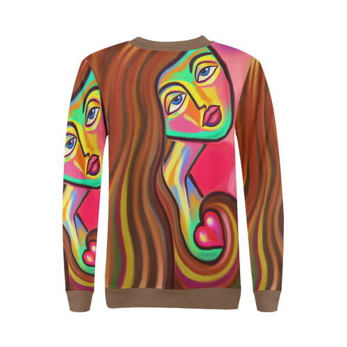 Love is Near Vibrant Portrait All Over Print Crewneck Sweatshirt for Women (Model H18)