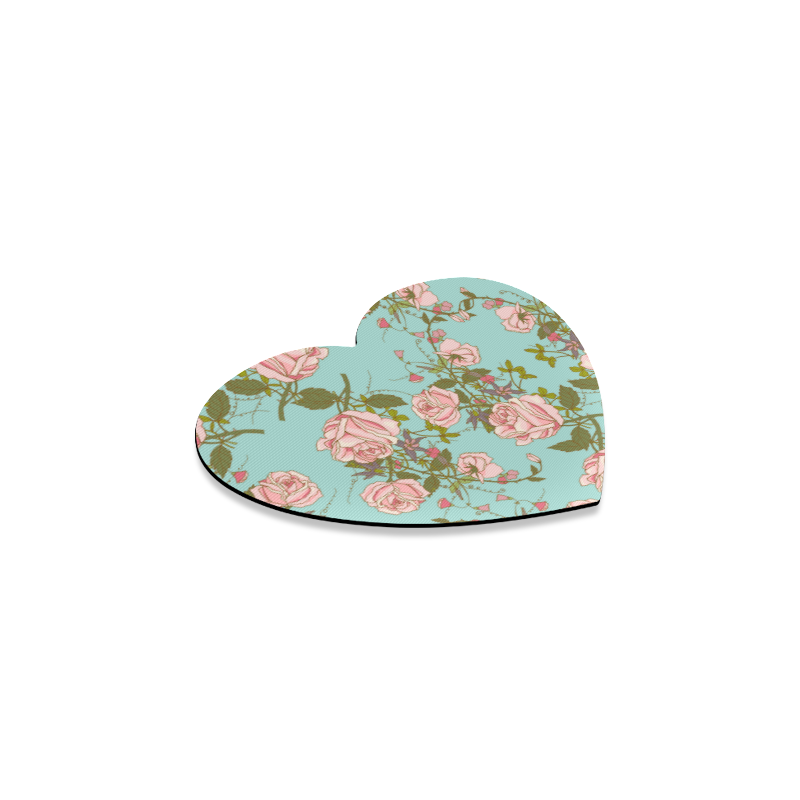 pink roses with teal backgraound coasters Heart Coaster