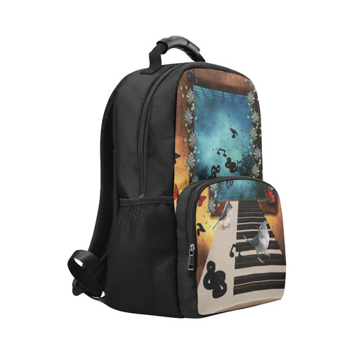 Music, birds on a piano Unisex Laptop Backpack (Model 1663)