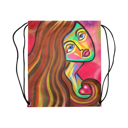 Love is Near Vibrant Portrait Large Drawstring Bag Model 1604 (Twin Sides)  16.5"(W) * 19.3"(H)