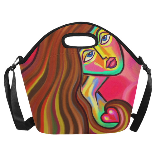 Love is Near Vibrant Portrait Neoprene Lunch Bag/Large (Model 1669)