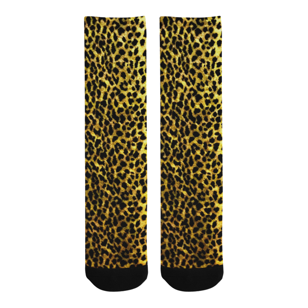 LEOPARD faux fur animal print image Trouser Socks