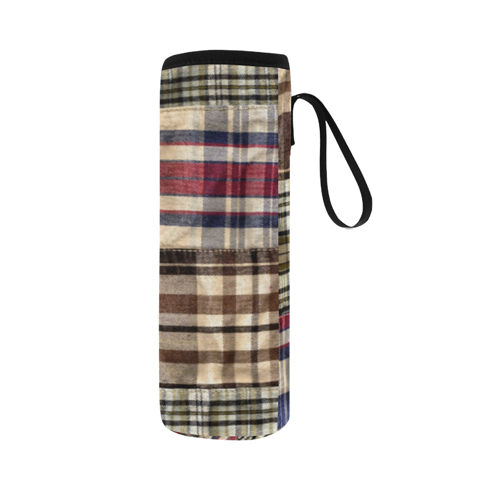 patchwork plaid frankenstein tartan Neoprene Water Bottle Pouch/Large