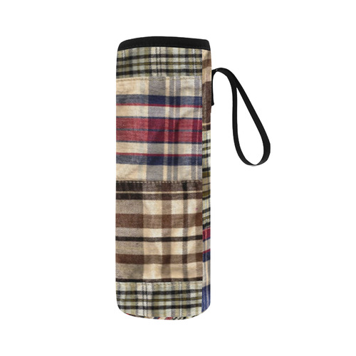 patchwork plaid frankenstein tartan Neoprene Water Bottle Pouch/Large