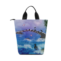 Music, piano on the beach Nylon Lunch Tote Bag (Model 1670)