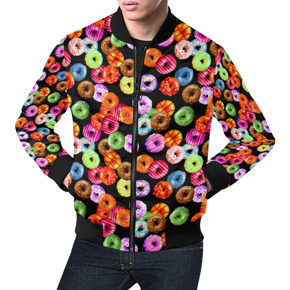 Colorful Yummy DONUTS pattern All Over Print Bomber Jacket for Men (Model H19)