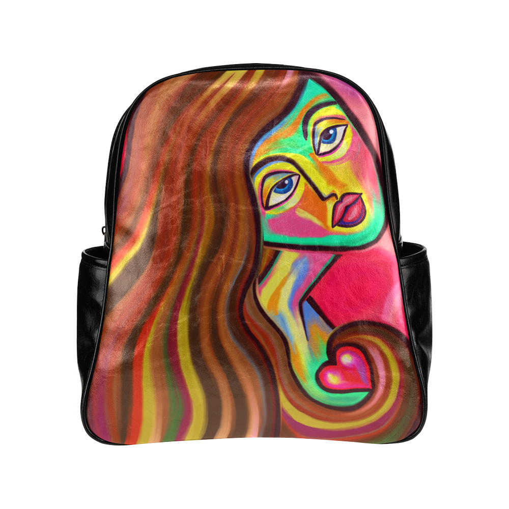 Love is Near Vibrant Portrait Multi-Pockets Backpack (Model 1636)