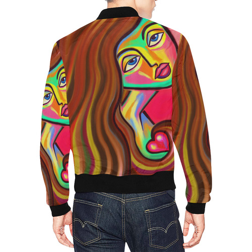 Love is Near Vibrant Portrait All Over Print Bomber Jacket for Men (Model H19)