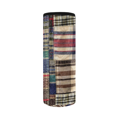 patchwork plaid frankenstein tartan Neoprene Water Bottle Pouch/Large