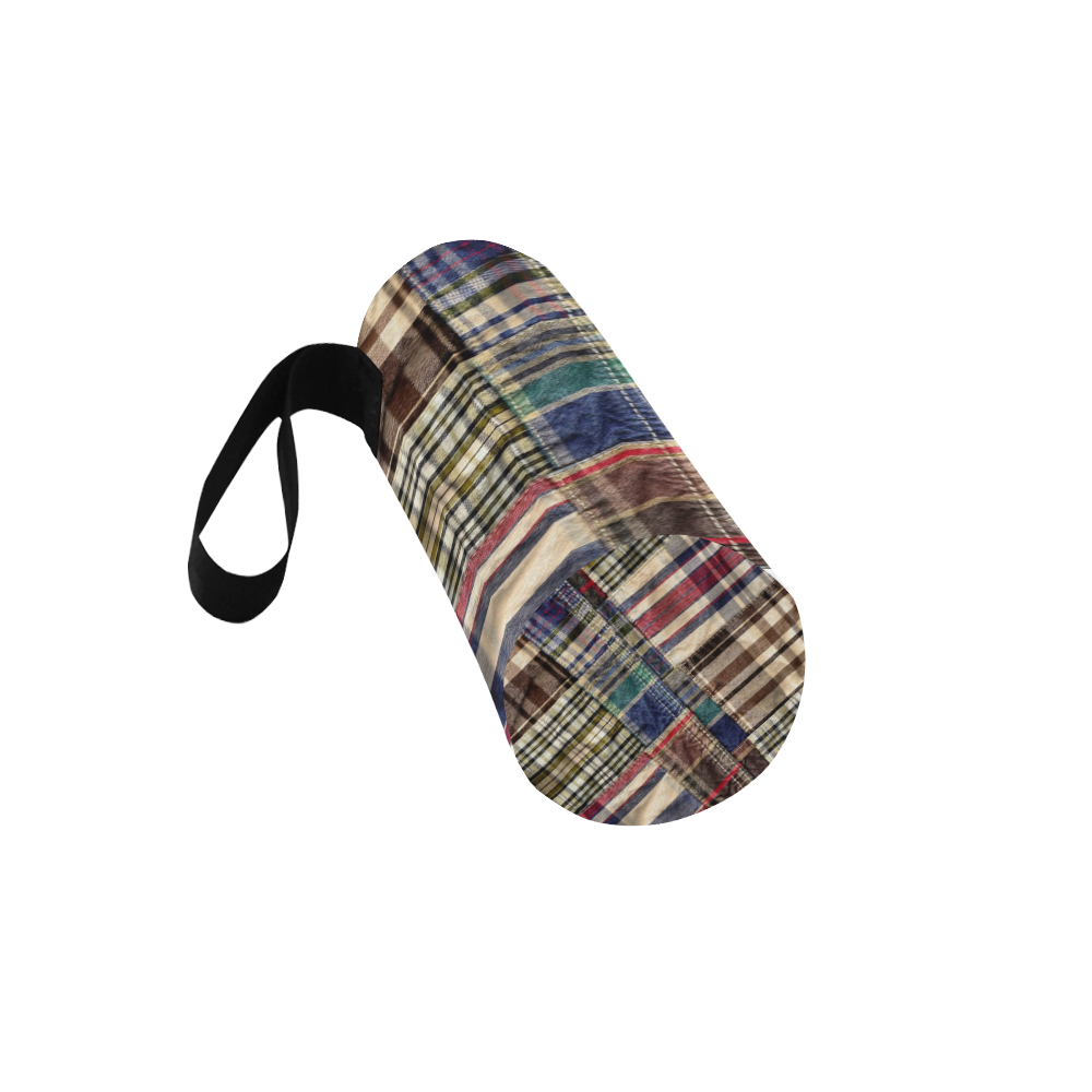 patchwork plaid frankenstein tartan Neoprene Water Bottle Pouch/Large