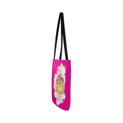 Love is... a Guinea Pig Pink Reusable Shopping Bag Model 1660 (Two sides)
